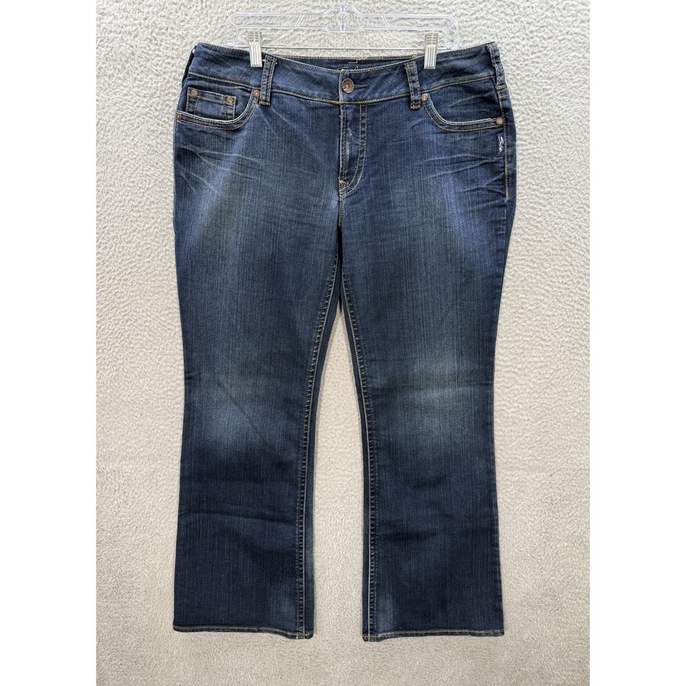 Silver‎ Jeans Womens 36x33 Blue Suki Bootcut Stretch Distressed Denim Rockabilly